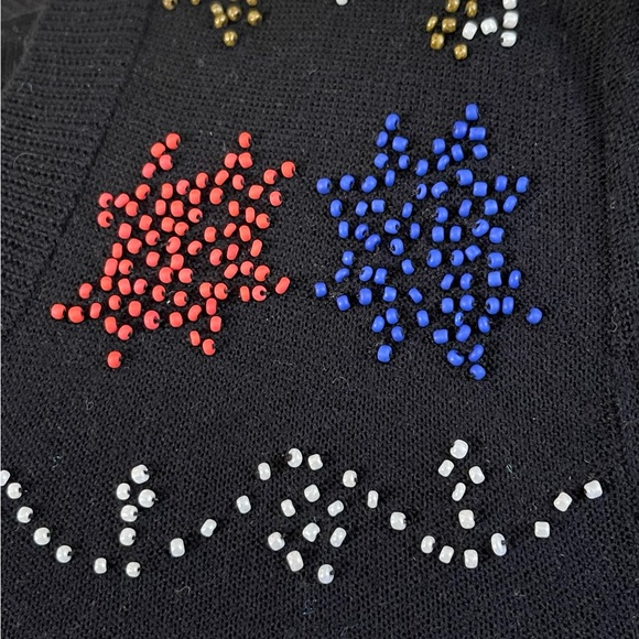 DKNY black cotton button down cardigan with beading size Large - Picture 3 of 7